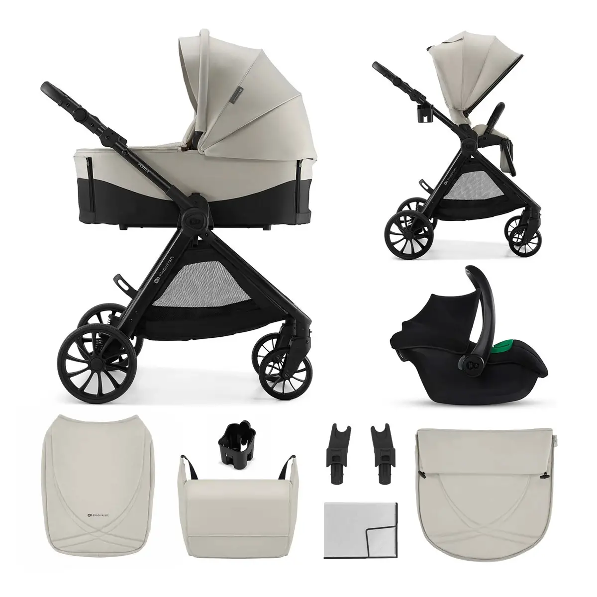 Kinderkraft Vesto 2 3 in 1 Beige - trio e modulari