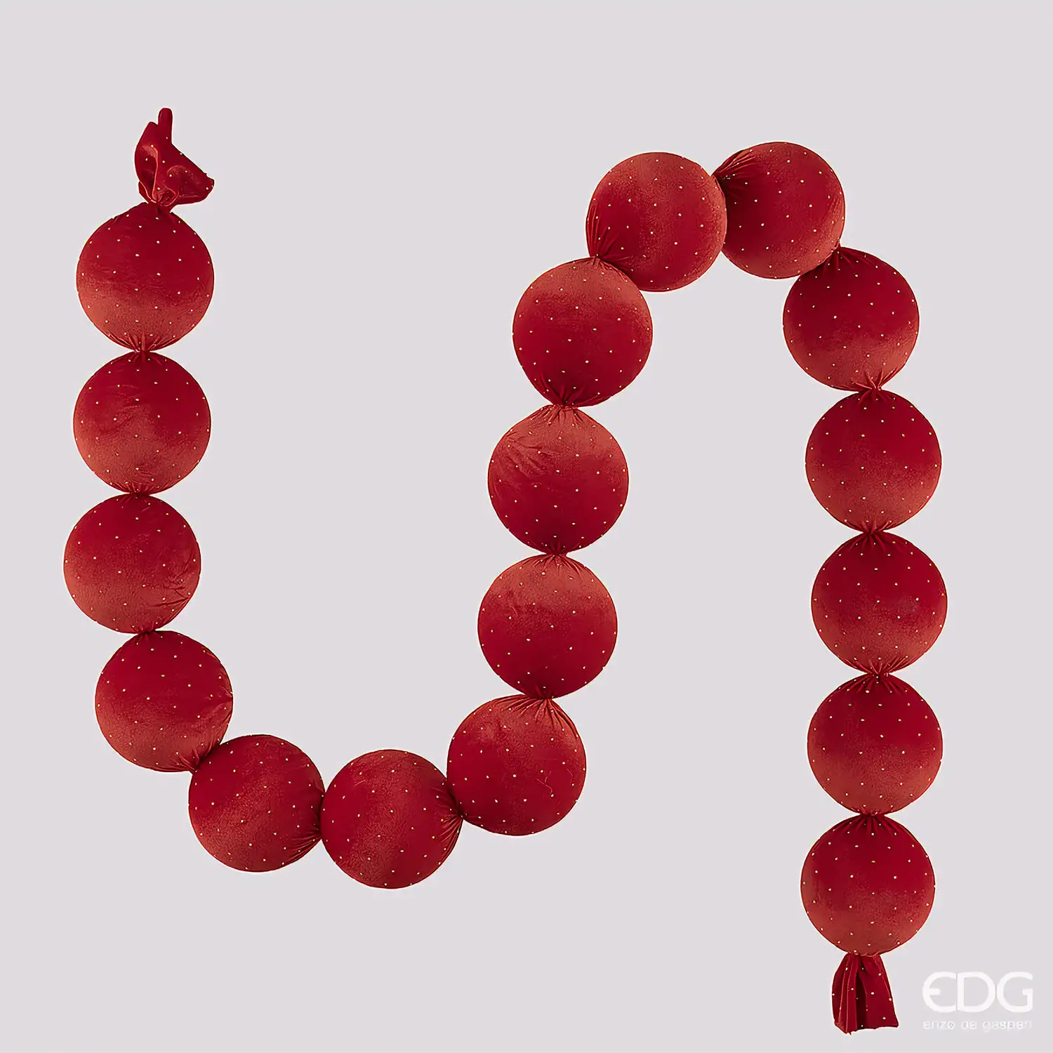 EDG Festone 17 Palle Velluto Rosso 180 cm - addobbi albero