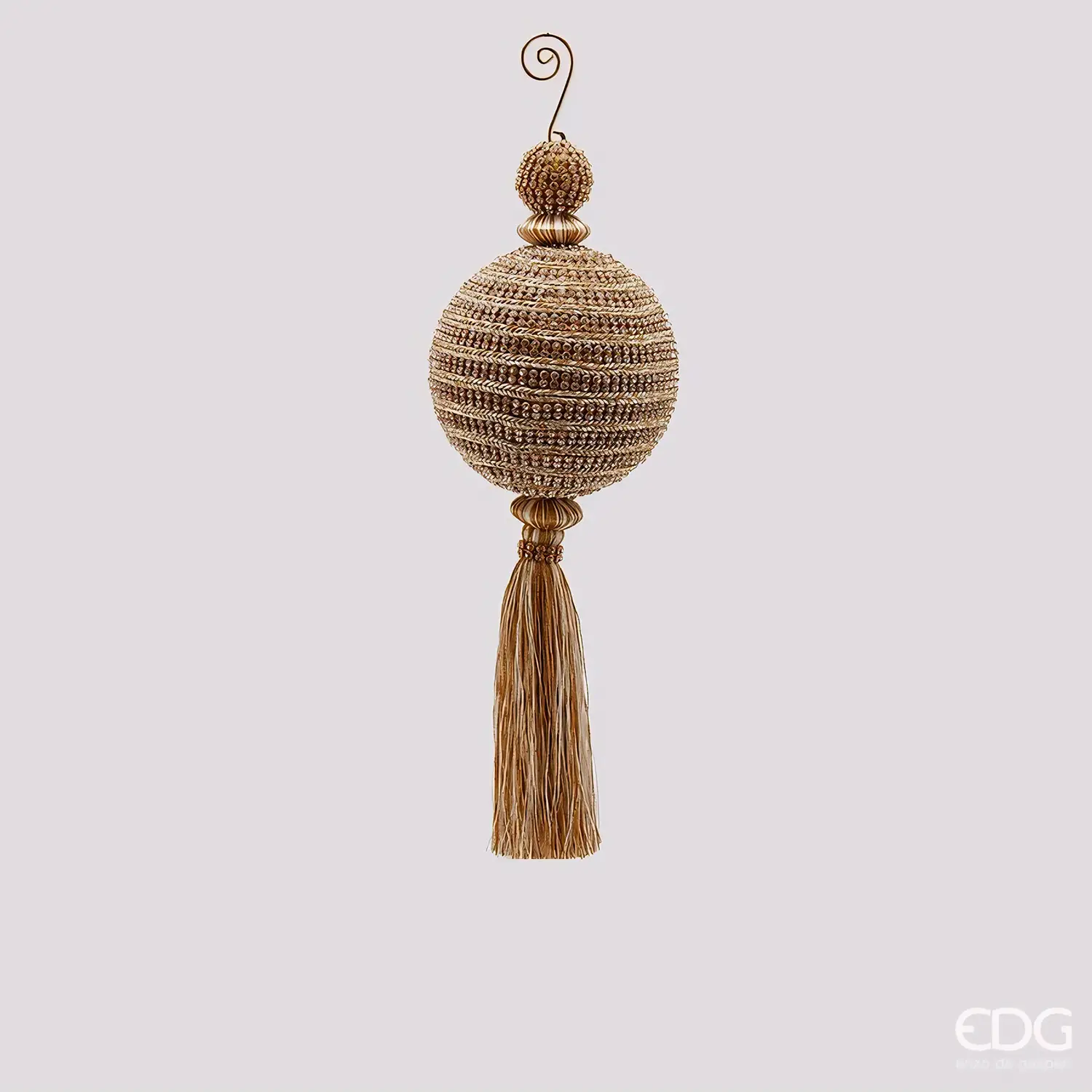 EDG Palla Tessuto con Strass e Nappa H27 cm Oro - addobbi albero