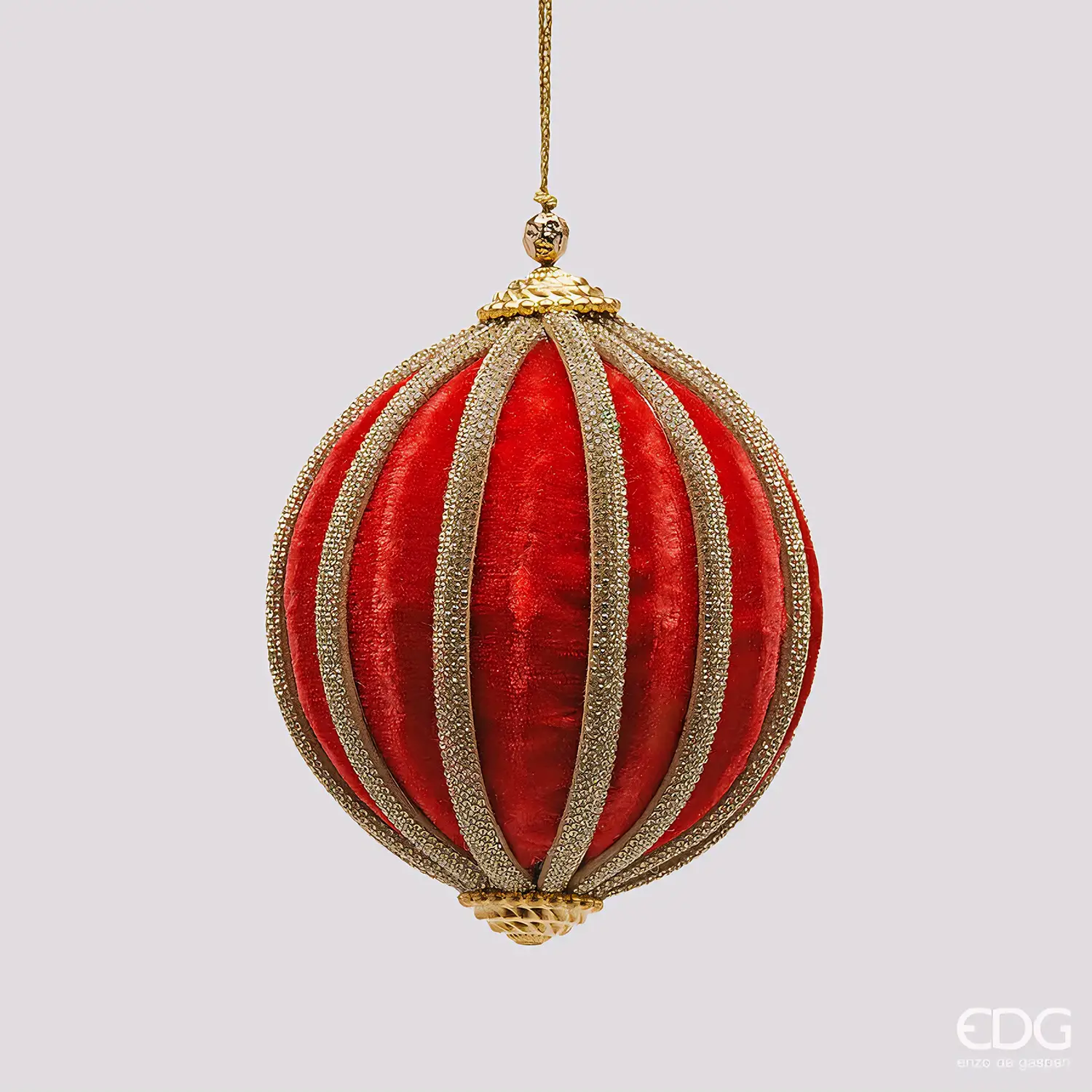 EDG Palla Velluto Spicchi Rossa D10 cm Natale - addobbi albero