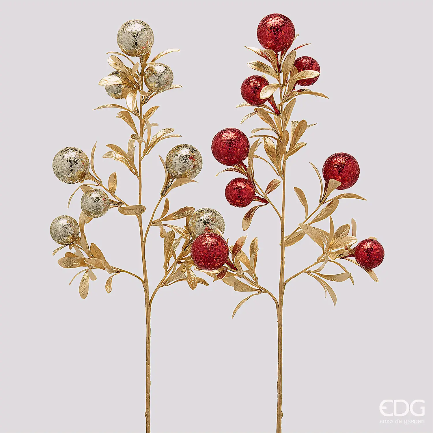 EDG Ramo Natale Pallemix Rosso Oro H75 cm - fiori e ghirlande