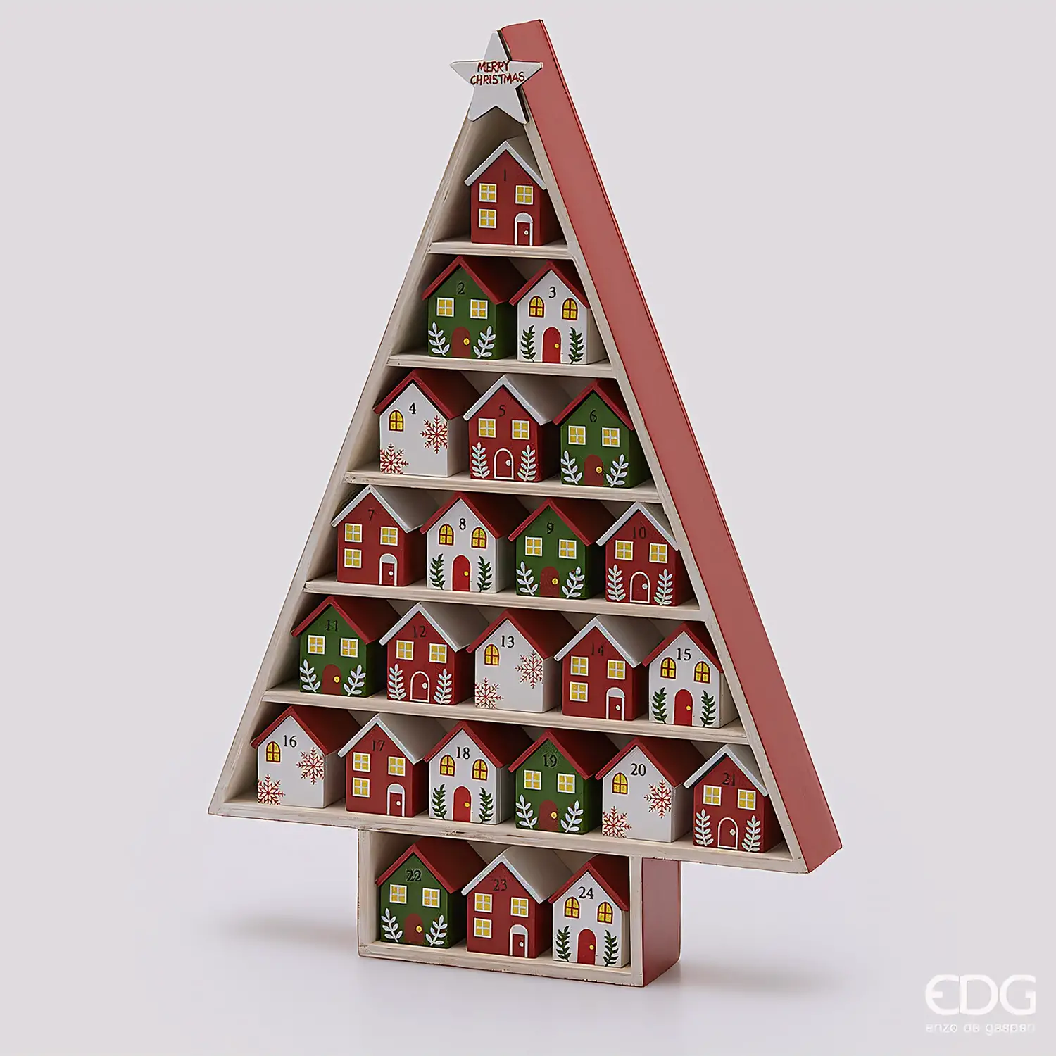 Calendario Avvento Pino EDG in Legno 24 Casette H 44,5 cm - addobbi casa