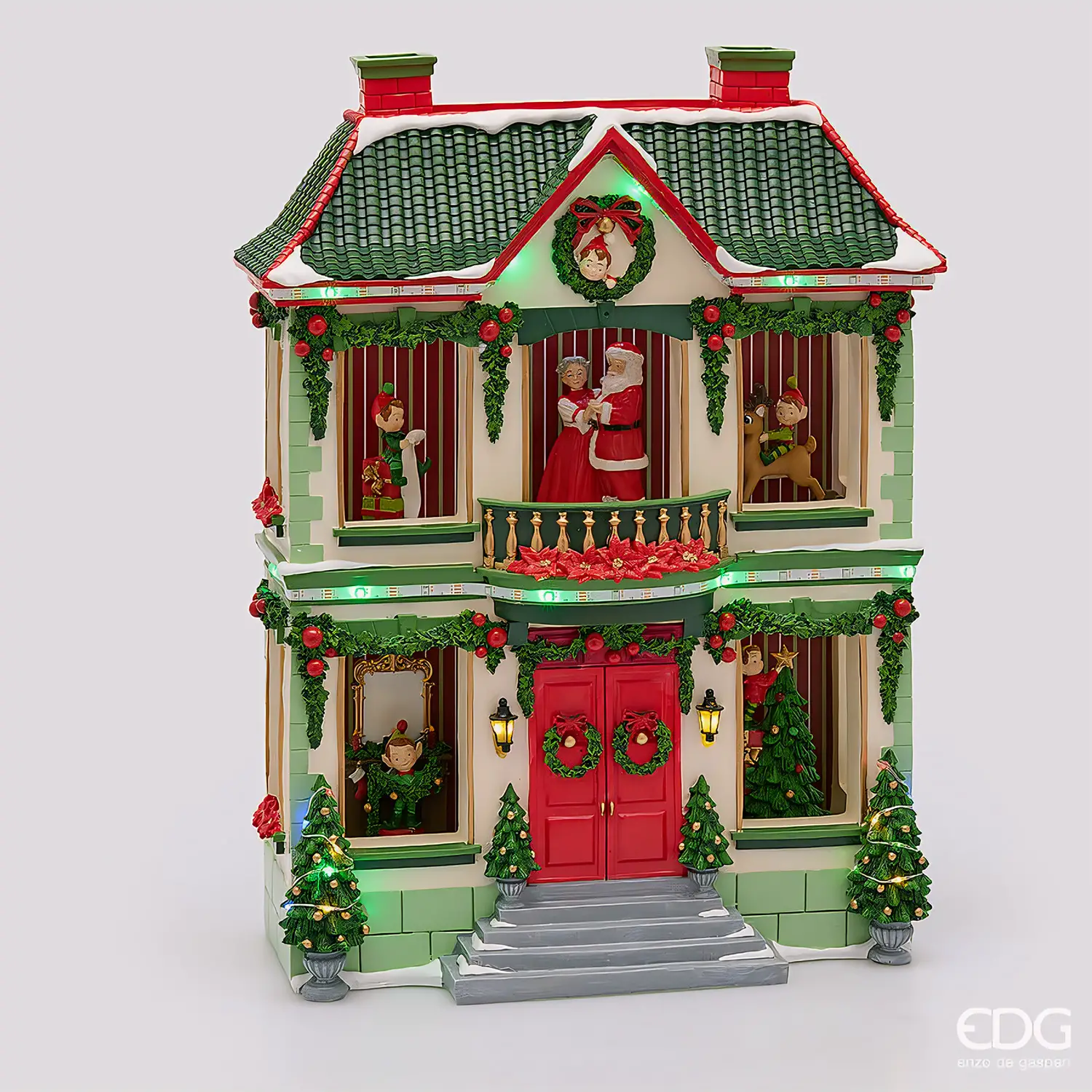 Diorama Casetta Natale EDG LED Musica Movimento H 47 cm - addobbi casa
