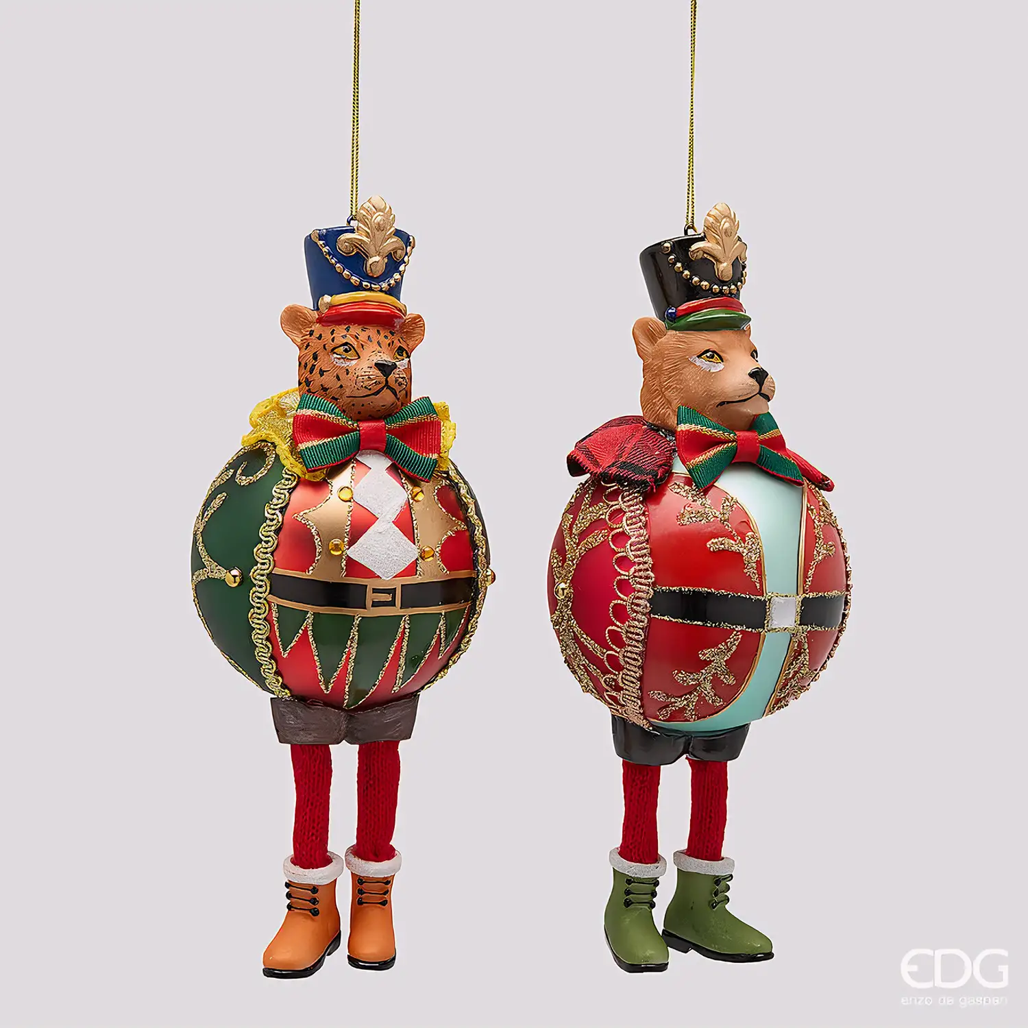 Pallina Natale Gatto EDG in Vetro Assortita Ø 10 cm - 2 Soggetti - addobbi albero
