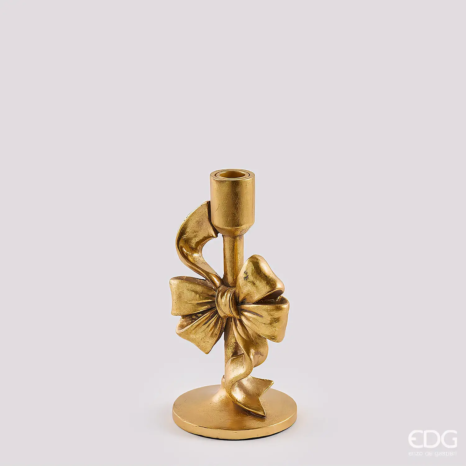 Portacandela con Fiocco EDG Oro in Poliresina H 22 cm - addobbi casa