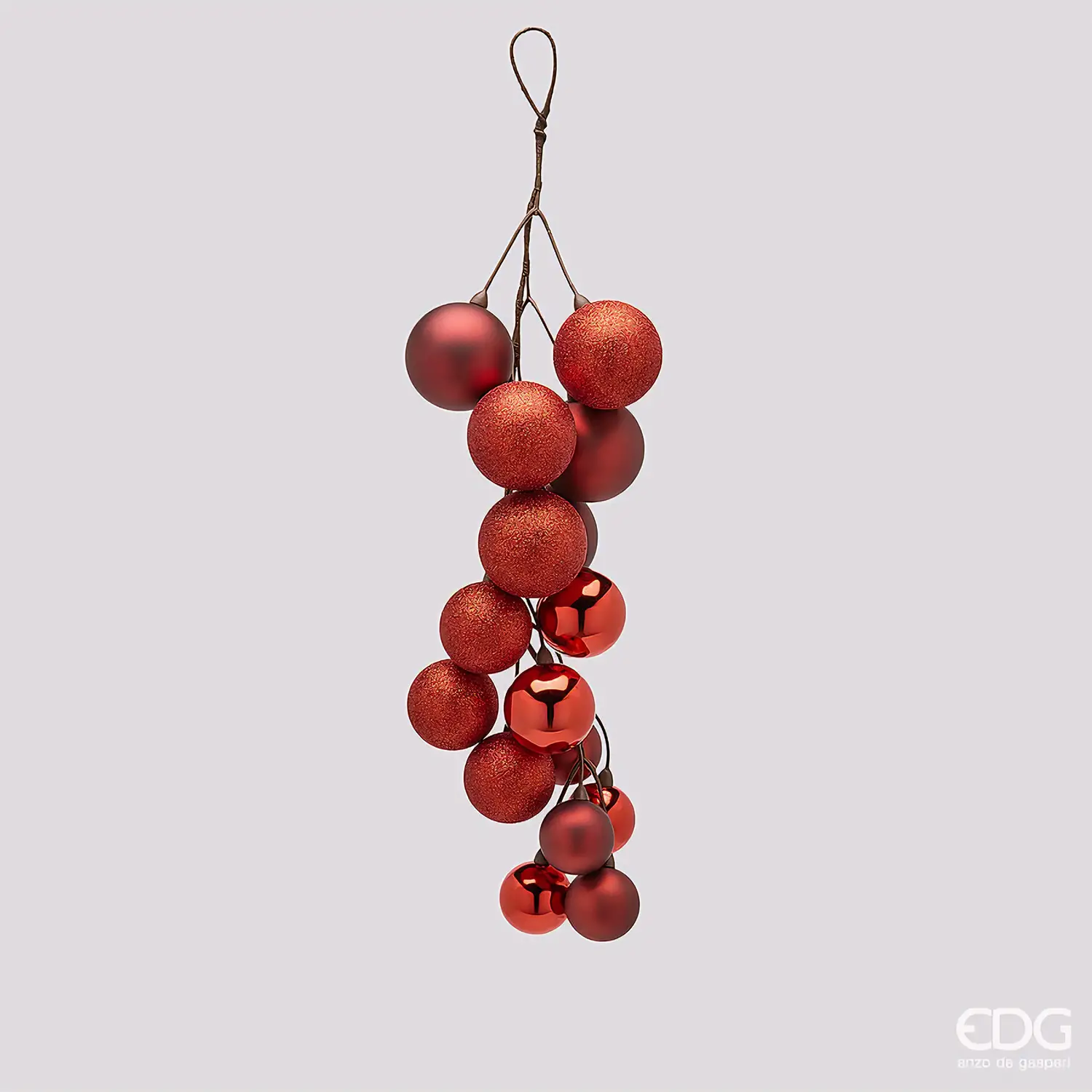 Grappolo Natalizio EDG Rosso con 16 Palline L 47 cm - fiori e ghirlande