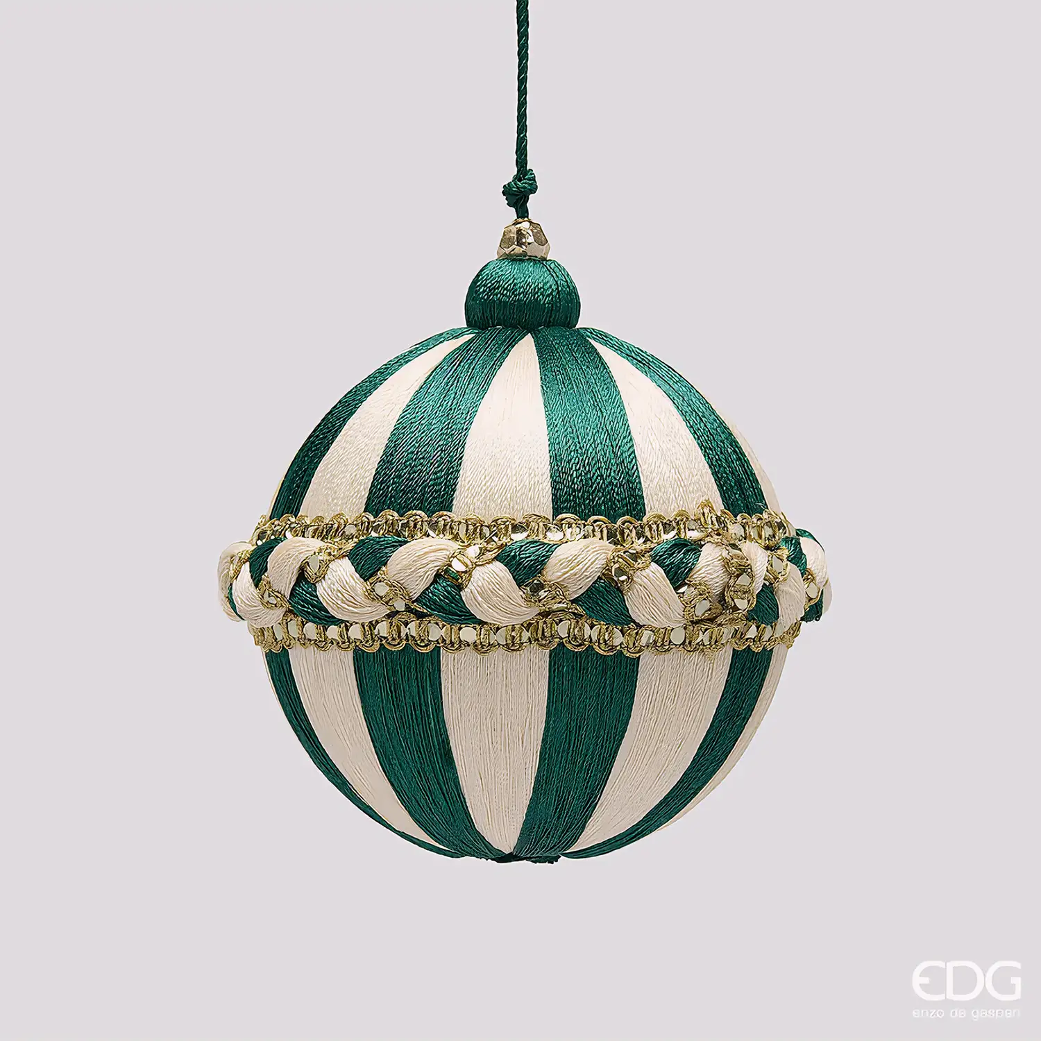 EDG Palla Treccia Verde Avorio D10 cm Natale - addobbi albero
