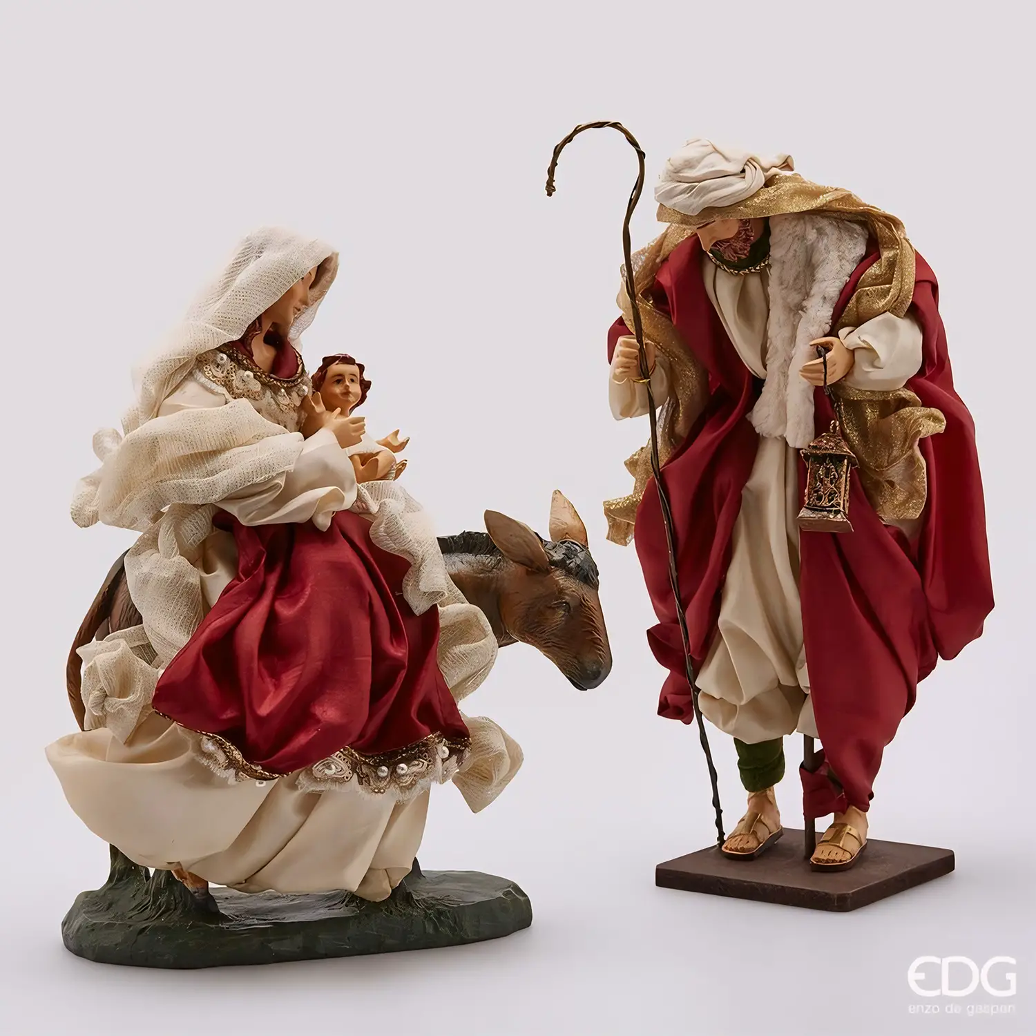 EDG Natività 2 Pezzi con Mulo H36 cm Burgundy - presepi