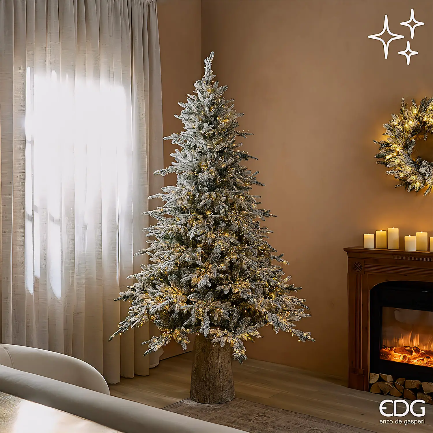 EDG Pino Cortina Innevato 2500 LED H210 cm IP20 - alberi