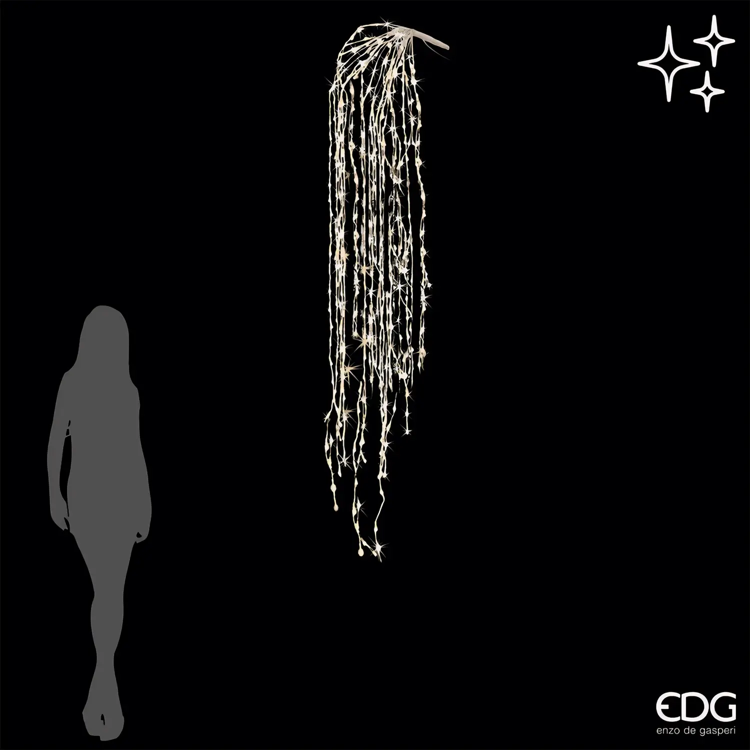 EDG Cascata LED 40 Fili 1120 Luci Avorio 240 cm - luci