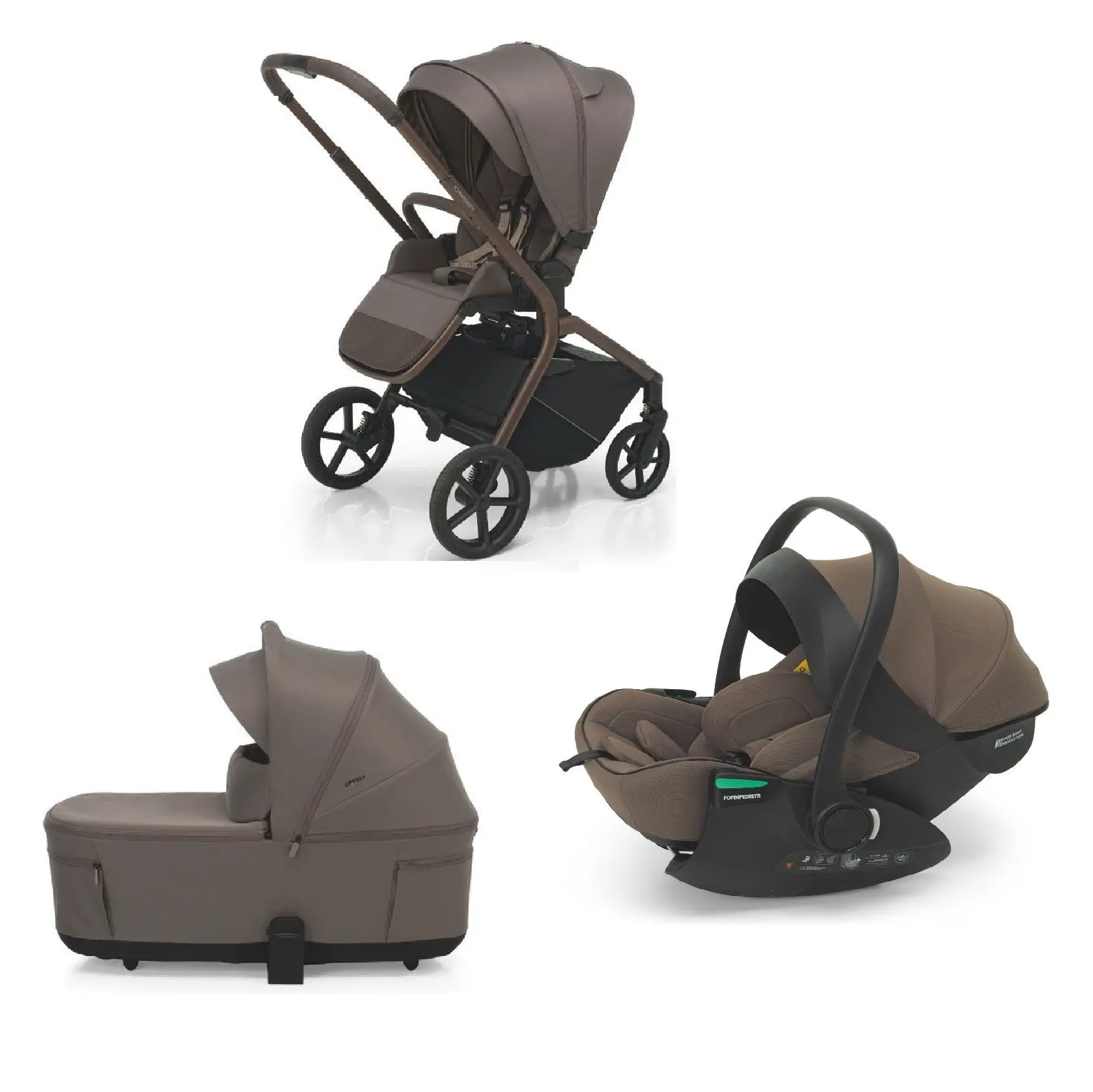 Foppapedretti Trio Snap Brownie con seggiolino auto Reclinabile - trio e modulari