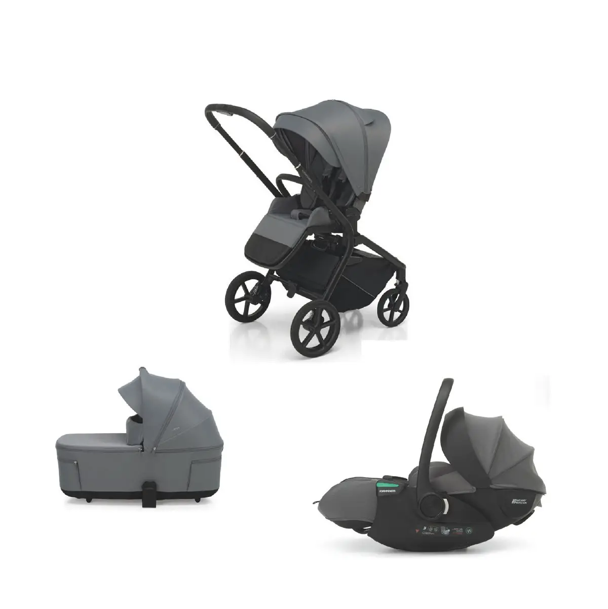 Foppapedretti Trio Snap Titanium con seggiolino auto Reclinabile Stone - trio e modulari