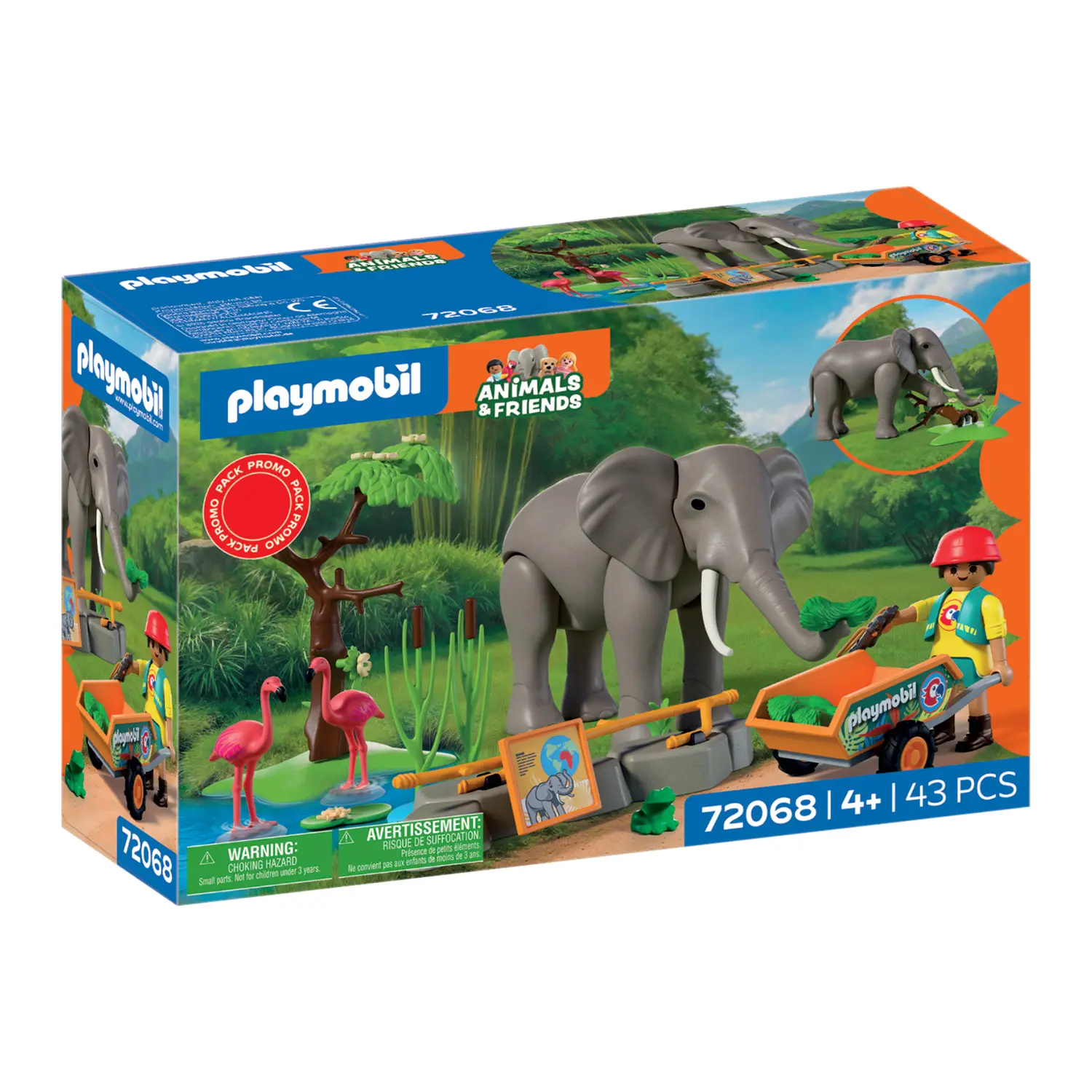 Playmobil 72068 Elefante con Guardiano di Zoo, Fenicotteri e Rana - playmobil