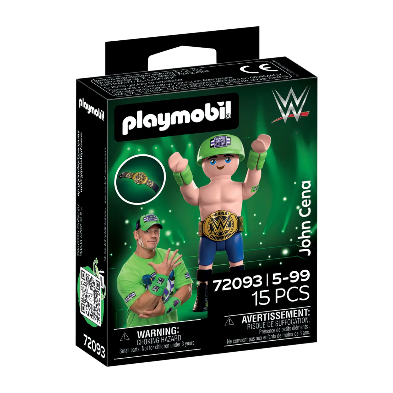 Playmobil 72093 WWE John Cena con Cintura Championship e Supporto - playmobil