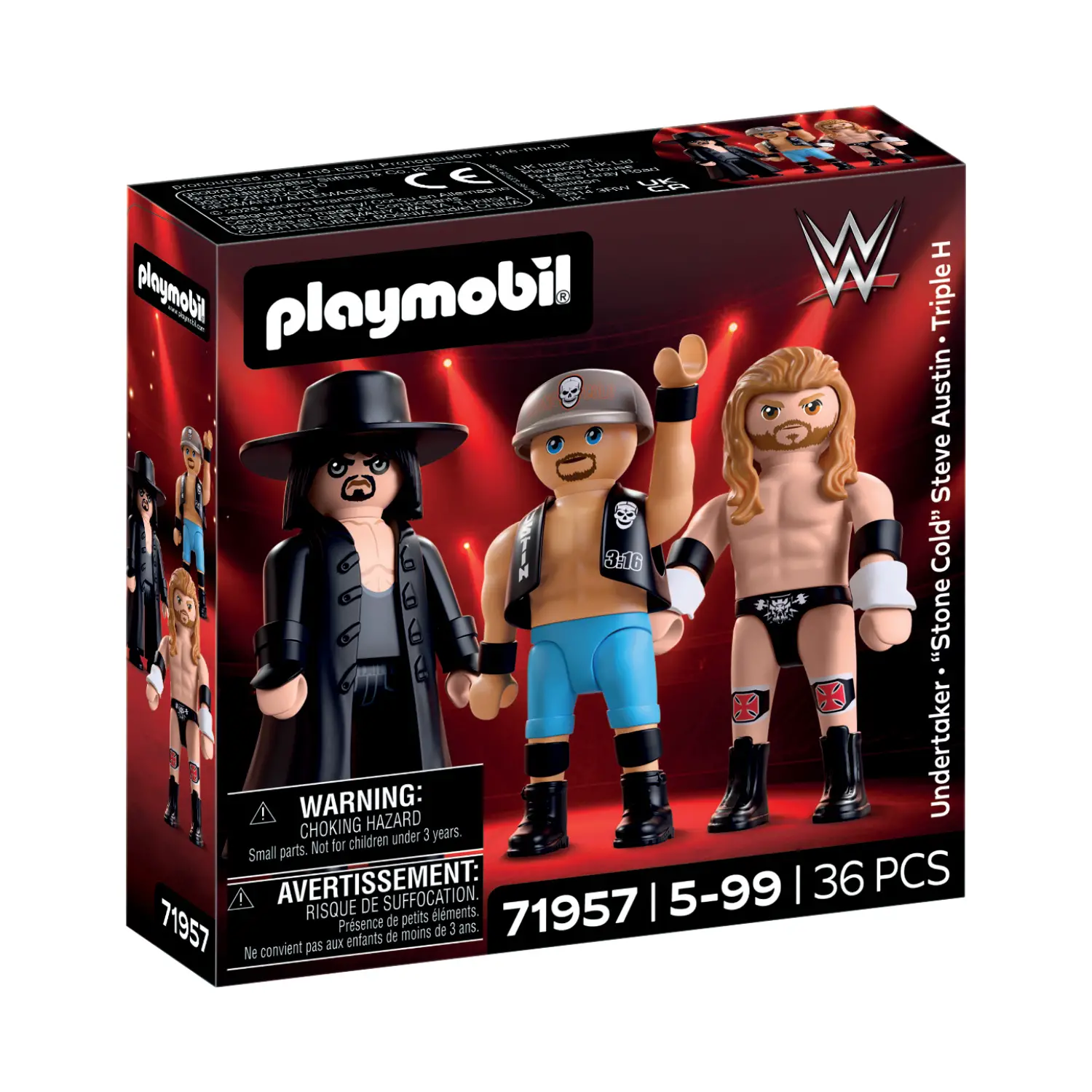Playmobil 71957 WWE Attitude Era Multipack con Undertaker, Steve Austin e Triple H - playmobil