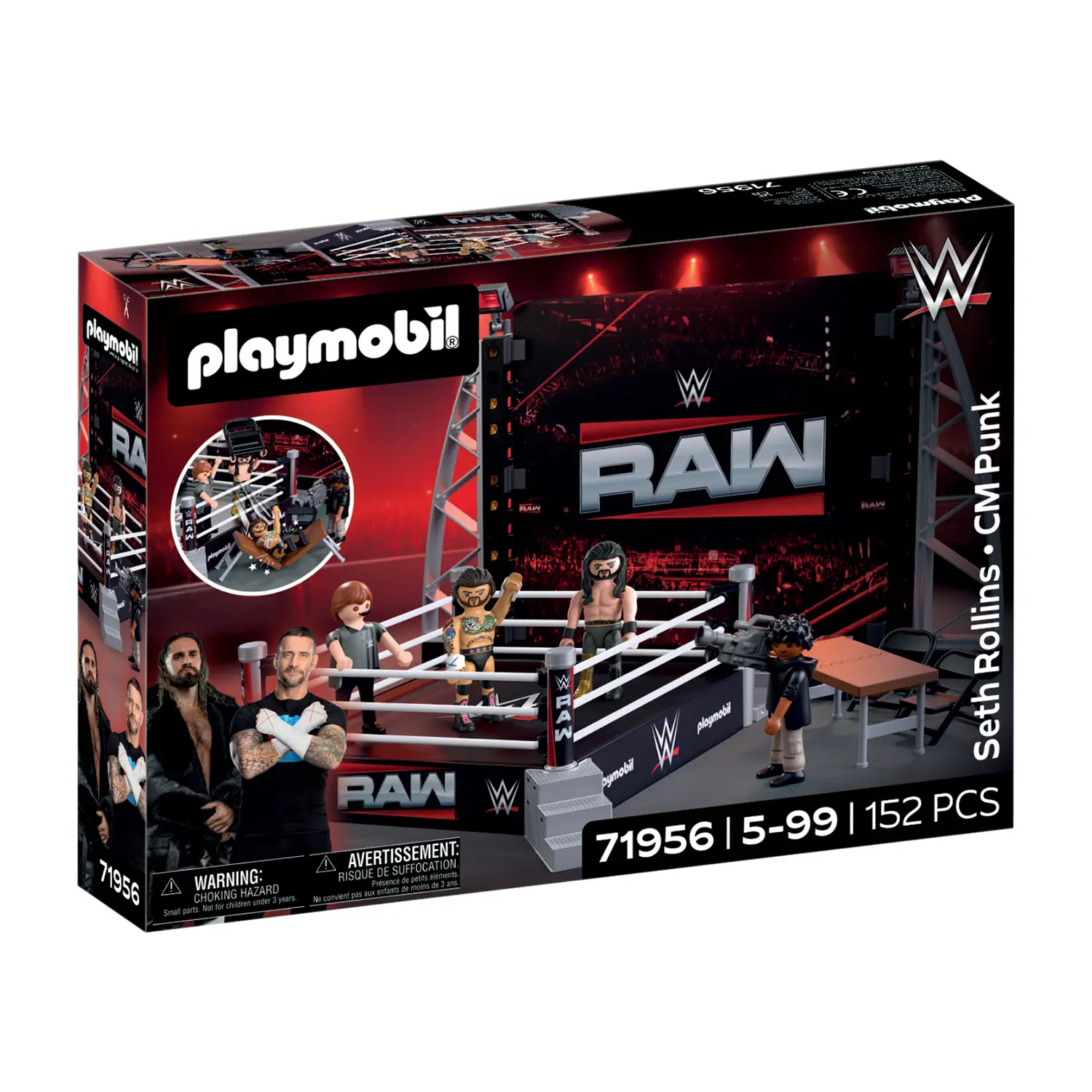 Playmobil 71956 WWE RAW Ring Collectors Set con CM Punk e Seth Rollins - playmobil