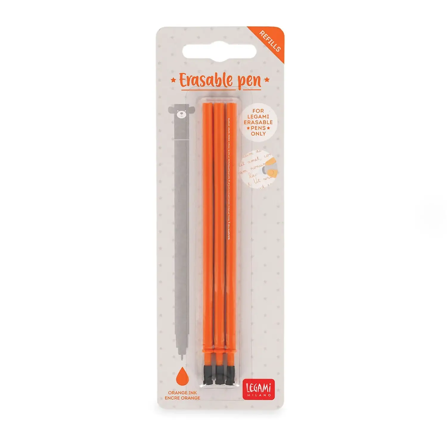 Legami - Refill per Penna Gel Cancellabile Arancione, Set 3 Pezzi - legami