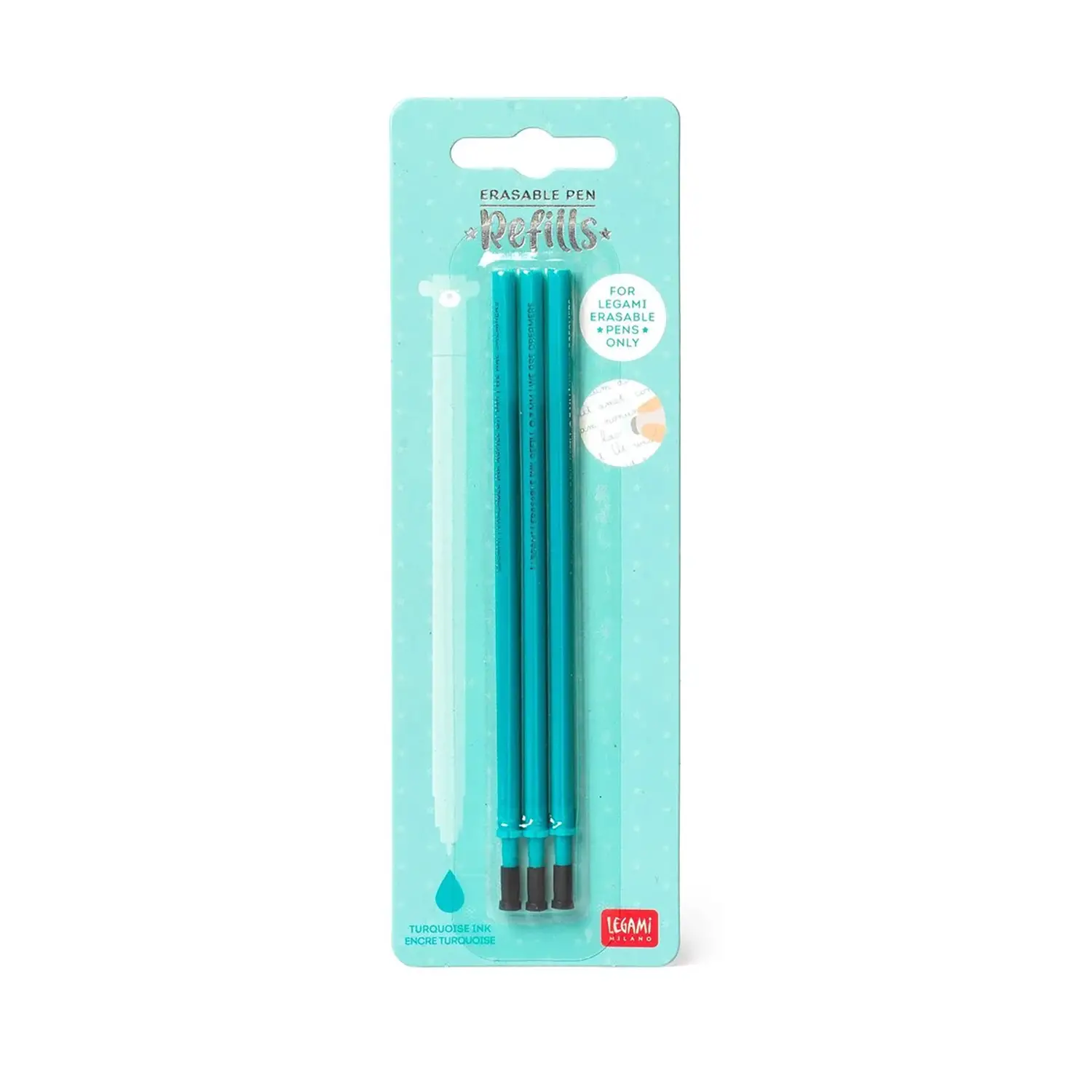 Legami - Refill per Penna Gel Cancellabile Turchese, Set 3 Pezzi - legami