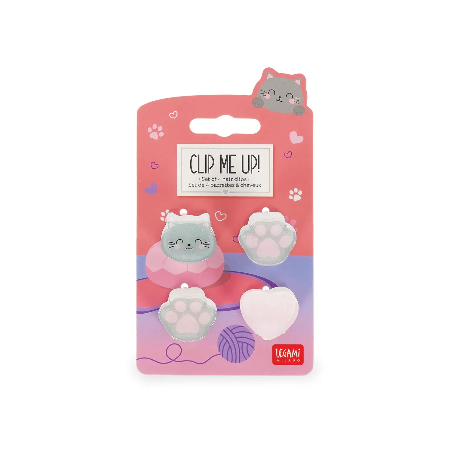 Legami Clip Me Up! - Set Di 4 Mini Mollettine Capelli - Kitty - legami