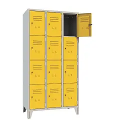 Armadio Casellario Classic 12 Posti con Ante Gialle – Armadietto in Metallo Conforme CAM