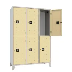 Armadio Casellario 6 Posti con Ante Sabbia RAL 1015 – Armadio in Acciaio Conforme CAM