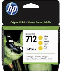 Confezione da 3 cartucce HP di inchiostro giallo DesignJet HP 712 da 29 ml