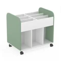 Carrello Portalibri Victory Bianco e Salvia – Carrello Portatile per Libri