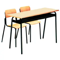 Banco Biposto Senza Poggiapiedi Con Sottopiano In Lamiera Per Ambienti Scolastici - Conforme CAM
