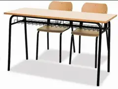 Banco Biposto Senza Poggiapiedi Con Sottopiano In Griglia Per Ambienti Scolastici - Conforme CAM