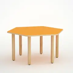 Tavolo Forma Esagonale h.46 - Misura 1 - Arancio Per Nidi D'infanzia - Conforme CAM