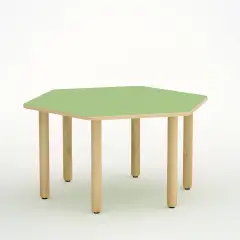 Tavolo Forma Esagonale H 52 Cm - Misura 2 - Verde Per Scuole D'infanzia - Conforme CAM