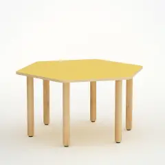 Tavolo Forma Esagonale H 55 Cm - Misura 3 - Giallo Per Scuola Primaria - Conforme CAM