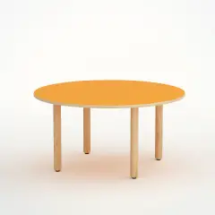 Tavolo Onda Circolare H 55 Cm - Misura 3 - Arancio Per Scuola Primaria - Conforme CAM