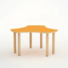 Tavolo Onda Esatondo H 52 Cm - Misura 2 - Arancio - Verde Per La Scuola Infanzia - Conforme CAM