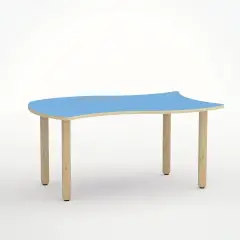 Tavolo Onda Verso H 55 Cm - Misura 3 - Blu Orizzonte Per Scuola Primaria - Conforme CAM