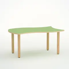 Tavolo Onda Verso H 55 Cm - Misura 3 - Verde Per Scuola Primaria - Conforme CAM