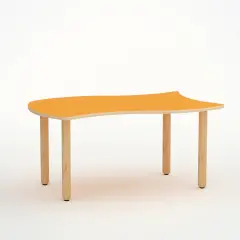 Tavolo Onda Verso H 55 Cm - Misura 3 - Arancio Per Scuola Primaria - Conforme CAM