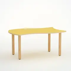 Tavolo Onda Verso H 52 Cm - Misura 2 - Giallo Per La Scuola D'infanzia - Conforme CAM