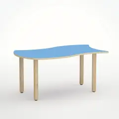 Tavolo Onda Reverso H 55 Cm - Misura 3 - Blu Orizzonte Per Scuola Primaria - Conforme CAM