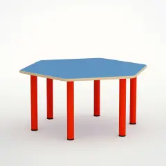 Tavolo Scuola Infanzia Top Esagonale Misura 2 Blu Orizzonte