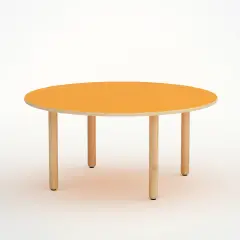 Tavolo Onda Circolare H 52 Cm - Misura 2 - Arancio Per La Scuola Infanzia - Conforme CAM