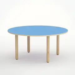 Tavolo Onda Circolare H 55 Cm - Misura 3 - Blu Orizzonte Per Scuola Primaria - Conforme CAM