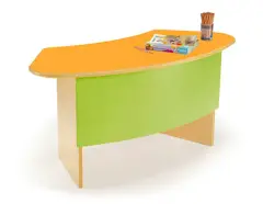 Cattedra Scuola Onda con Paratia Curva e Piano Arancio