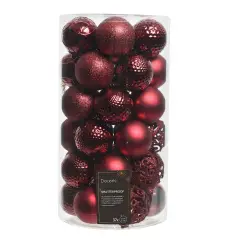 Decoris Set 37 Palline Natale Bordeaux Ø6 cm Mix