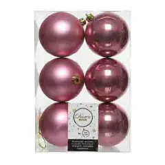 Natale Box 6 Sfere Diametro 8cm. Velvet Pink