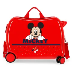 Mickey Happy Trolley Cavalcabile Abs 4 Ruote Rosso
