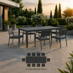 Tavolo Palm Beach Antracite Allungabile CM.165/225