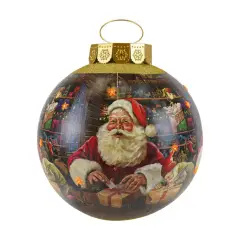 Grande Sfera Natalizia con Luci LED Oro: Tema Babbo Natale e Regali