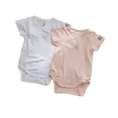 Body Bambino Maniche Corte - Taglia 1 Mese - 2 Pezzi Rosa e Bianco