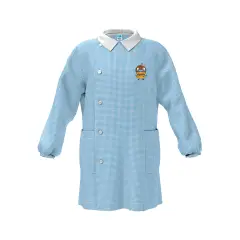 Grembiule Bambino Asilo Hamburger Quadrettato Azzurro 6 Anni